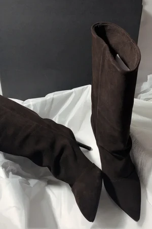 Barkergang Women's Pointed Toe Knight Boots - Winter Non-Slip High Heel Midsole Boots