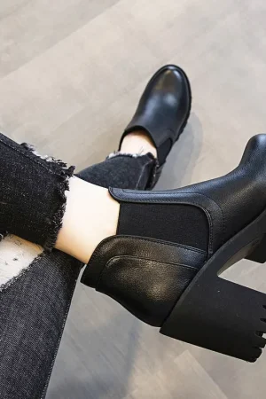 Autumn Winter New Coarse Heel Thick Bottom Fashionable Versatile Short Boots Casual Comfortable Women's High Heels