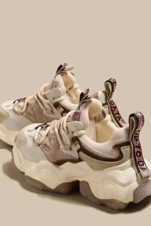 Fashion Platform Leather Height Increasing Dad Shoes for Women Autumn Winter Women Casual Thick Soled Sneakers Shoes