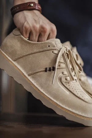 Maden Men's Retro Cow Suede Leather Work Shoes Chunky Platform Sole Breathable Skate Shoes Lace-Up Round Toe Casual Sneakers