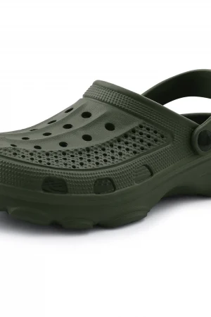 Crestar Men's Clogs Sandals Summer Holes Breathable Garden Home Sandals Fashion Outdoor Antiskid Sole Beach Slides Solid Color